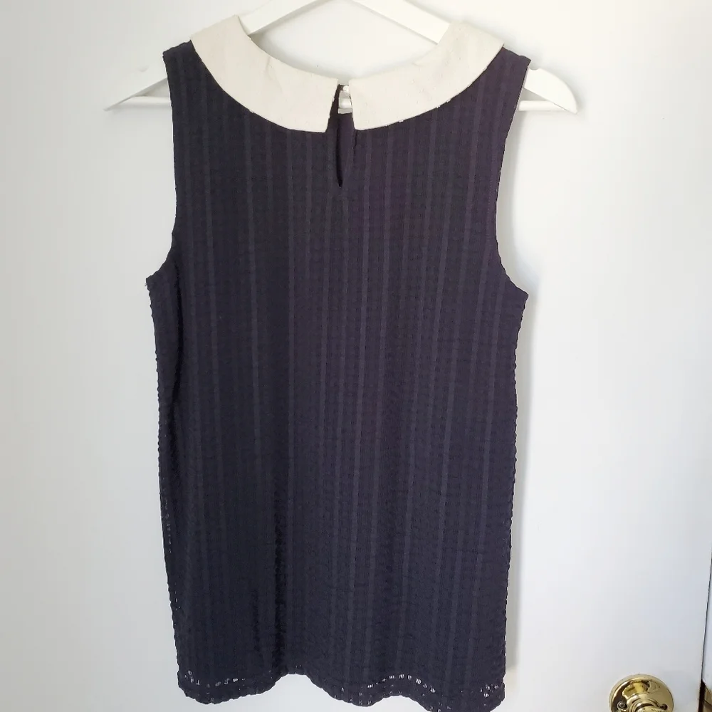 Anthropologie Postmark sleeveless top small collar blue pullover business Career